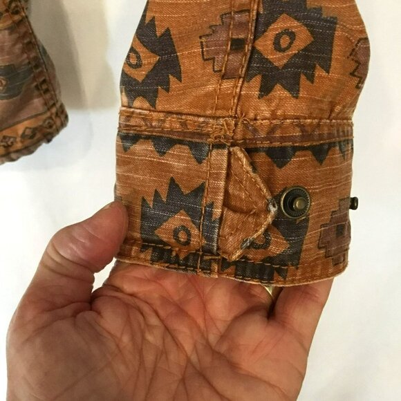 Divided by H&M Canvas Jacket Women's Size 6 Aztec Print Full Zip Front in Rust - Picture 6 of 13